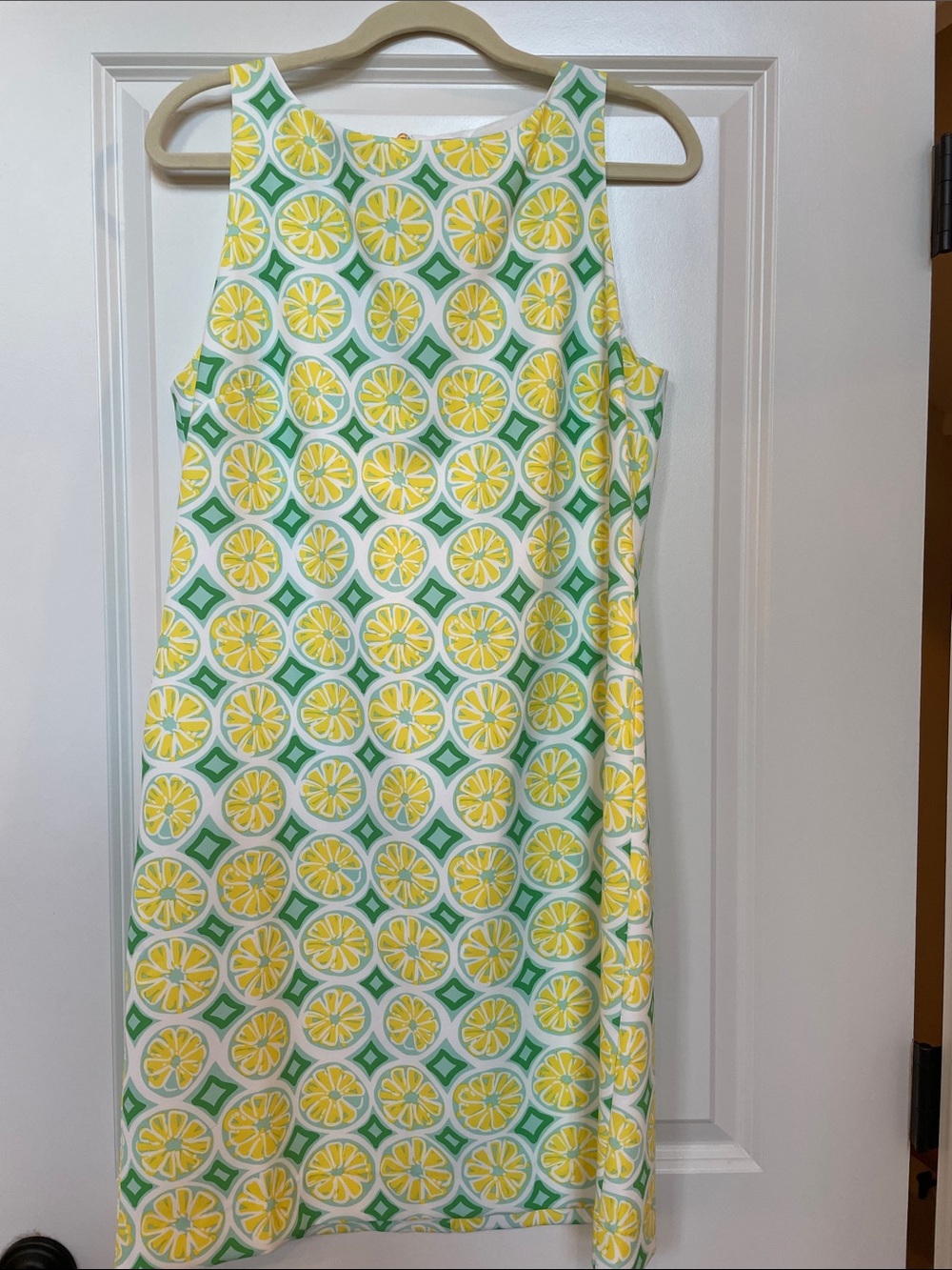Sail to Sable Yellow and Green Lemon-Print Sleeveless Shift Dress